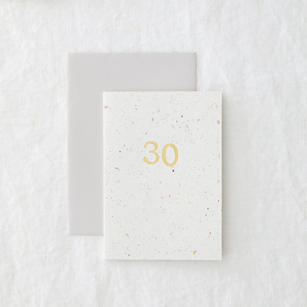 Carte d’anniversaire en aluminium du 30e âge - respectueuse de l’environnement - 30 cartes de vœux de luxe déjouées à la main