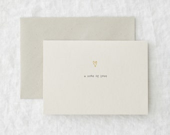 Note Of Love Greeting Card - Eco-friendly - Valentine's / Anniversary Minimal Hand Foiled Luxury Card