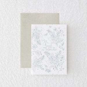 Personnalisé Will You Be My Bridesmaid - Carte de vœux plantable ensemencée sur mesure - Floral - Fleurs sauvages - Bleu et Blanc