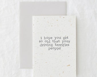 Driving Terrifies People - Funny Birthday Eco-Friendly Coffee Grounds Greetings Card