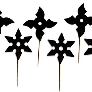 Ninja Star 12 cupcake toppers - Ninja party - Ninja Birthday- Ninja Cupcake - Throwing Star - Double-sided toppers