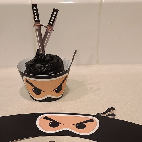 Printable Ninja Cupcake Wrappers Ninja Party Ninja Birthday Etsy