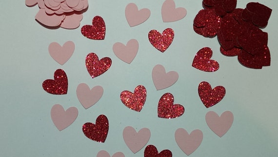 Pink And Red Confetti Valentine Heart Confetti Bridal Shower Etsy