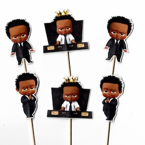 12 Boss Baby inspiried African American Cupcake Toppers, Afro American, Cupcake,Boss Baby Cupcakes, Theme Birthday Decor, Shower