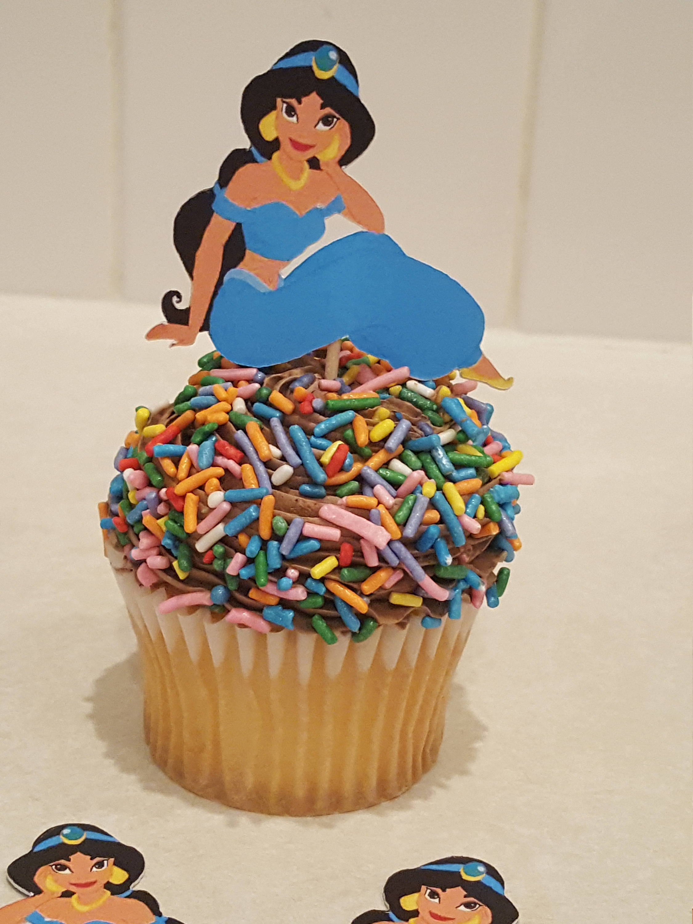 12 Princess Jasmine Cupcake Toppers, Party Picks, Cupcake, Princess Cupcakes, Birthday Decor