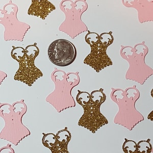 Gold- Pink Corset Confetti- Table scatter- Bridal Shower Decor- Baby Shower Decor- Wedding Decor- Quinceanera Decor