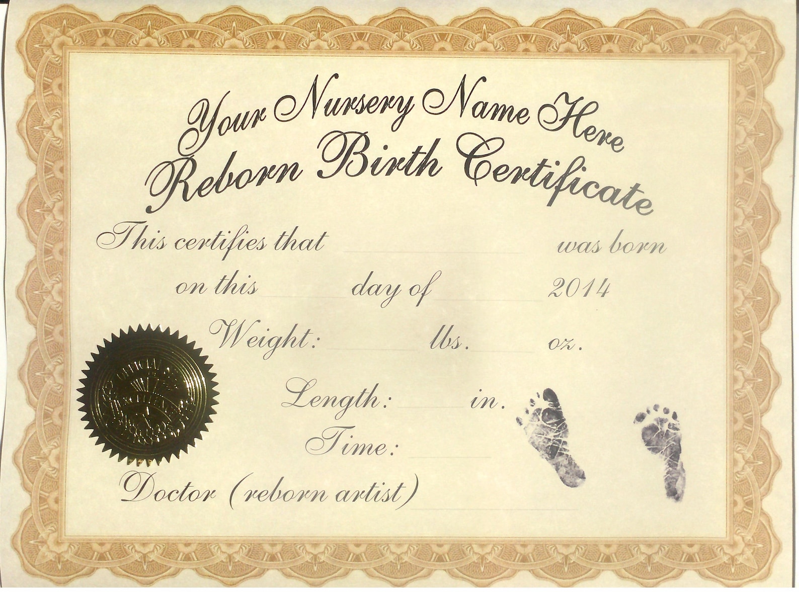 Reborn Birth Certificates your Custom Nursery Name 5 | Etsy