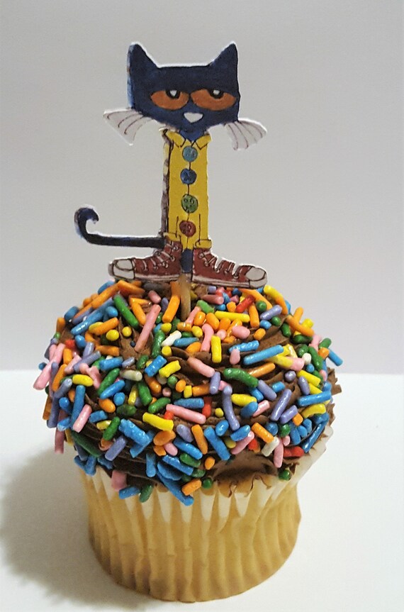 12 Pete The Cat Cupcake Toppers Pete Cat Button Pete Pete Etsy