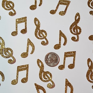 Gold Glitter - Notas musicales- Confeti- Cumpleaños- Fiesta- Troquelada Confetti- Dispersión de mesa