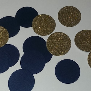 Navy and Gold Confetti- Round Confetti- Bridal Shower Decor- Navy and Gold Baby Shower Decor-Wedding Decor Quinceanera Decor
