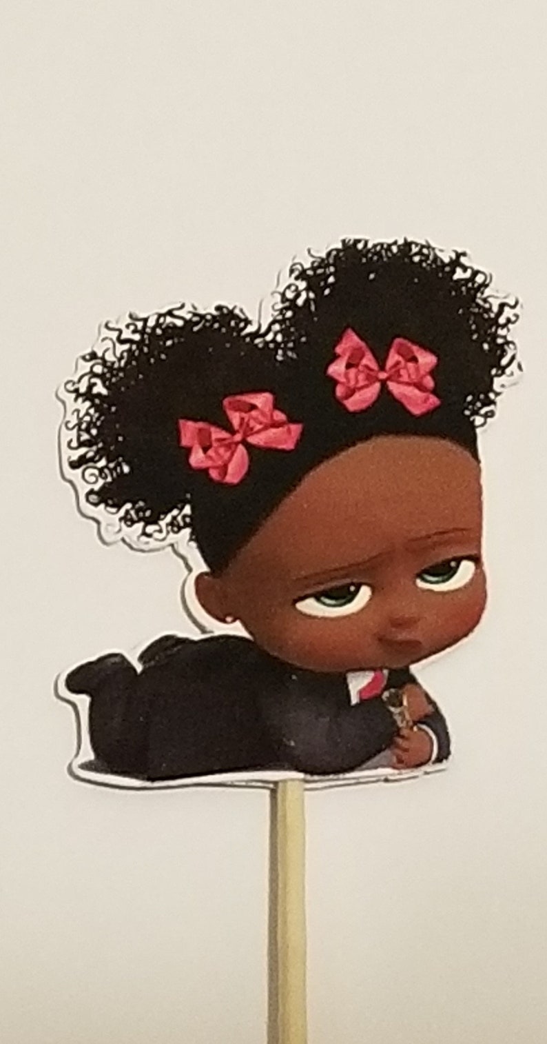 Cupcake,Boss Baby Cupcakes Theme Birthday Decor Afro American Boss Baby inspiried Girl African American 12 Cupcake toppers Shower