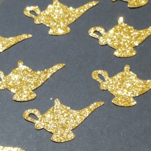Confete de lâmpada de Aladdin, espalhador de mesa, glitter dourado, aniversário, festa de aniversário, 100 peças