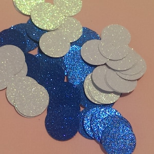Quinceanera Blue and White Confetti- Round Confetti- Bridal Shower Decor- Blue and White Baby Shower Decor- Wedding Decor- Quinceanera Decor