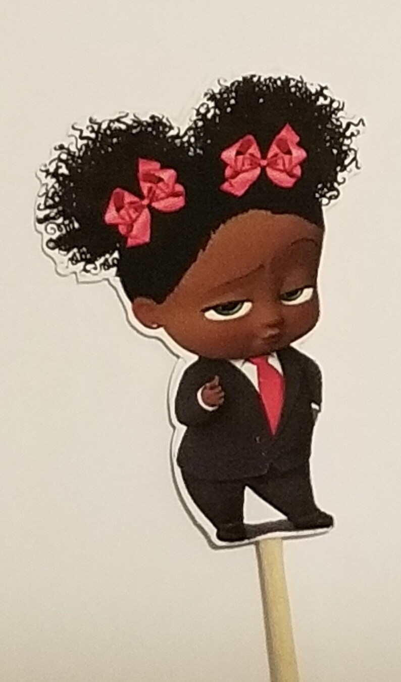Cupcake,Boss Baby Cupcakes Theme Birthday Decor Afro American Boss Baby inspiried Girl African American 12 Cupcake toppers Shower