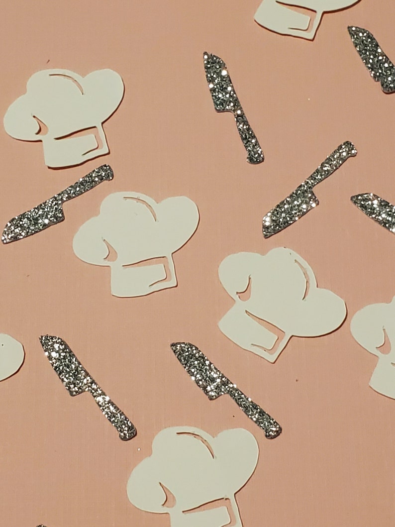 Chef Hats and Butcher Knife Confetti Glitter Confetti Baker Etsy