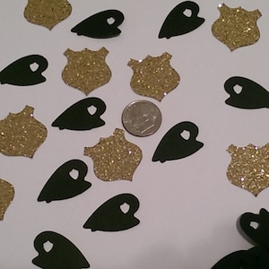 Police hats and Badges Black and Gold - Confetti- Birthday Decor- Baby Shower Decor-Wedding Decor Quinceanera Decor