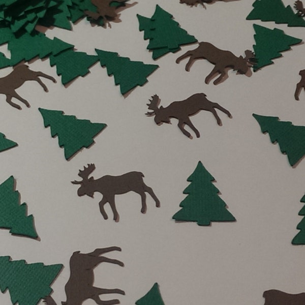 Moose & Tree Confetti - Hunter Decor - Party Decor - Party confetti - Table Scatter - Animal Confetti