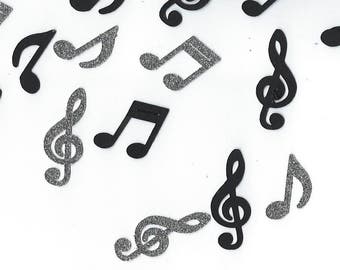 Music notes- Black and Silver- Confetti- Birthday- Party- Die cut Confetti- Table scatter
