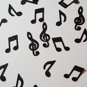 Muziek noten-zwart-confetti-verjaardag-feestje-die cut confetti-tafel Scatter