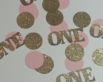 Deluxe Gold and Pink Birthday confetti, Table scatter, glitter confetti, party decorations, 1st birthday