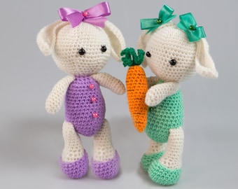 Crochet Baby Plush Toy Crochet Patterns Amigurumi Easter Bunny Crocheted Doll Patterns Crochet Doll Cotton Crochet Bunny Nursery P050