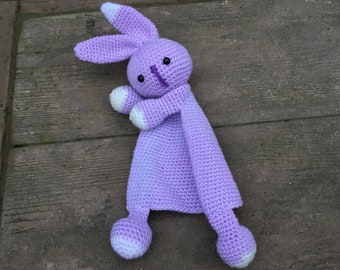 Rabbit Security Blanket Plush Baby Amigurumi Easter Bunny Crochet Soft First Toy Gift For Newborn Pattern Digital PDF Cute Animal Art P003