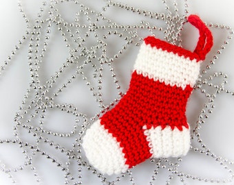 Mini Christmas Stockings Crochet Pattern Christmas Crochet Sock Decoration Small Socks Crochet Stocking Christmas Tree Decorations P007