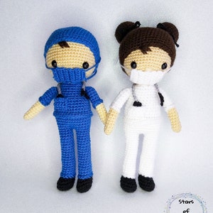 Nurse or Doctor Doll Amigurumi - Heroes - Thank You - Nurse, Doctor, Scrub Nurse, Doctor scrub, Nurse Gift, Doctor Gift, Hospital Doll