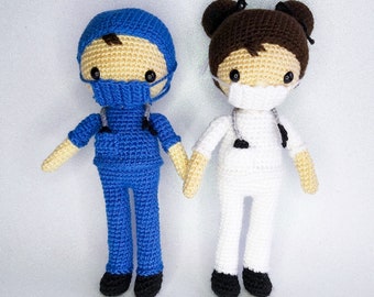 Nurse or Doctor Doll Amigurumi - Heroes - Thank You - Nurse, Doctor, Scrub Nurse, Doctor scrub, Nurse Gift, Doctor Gift, Hospital Doll