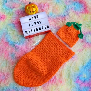 Baby Pumpkin Cocoon and Hat - Halloween Costume, Thanksgiving, Gift, Photoshoot