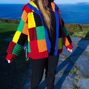 Harry Cardigan Model - Patchwork Cardigan, Sweater, Crochet Cardigan