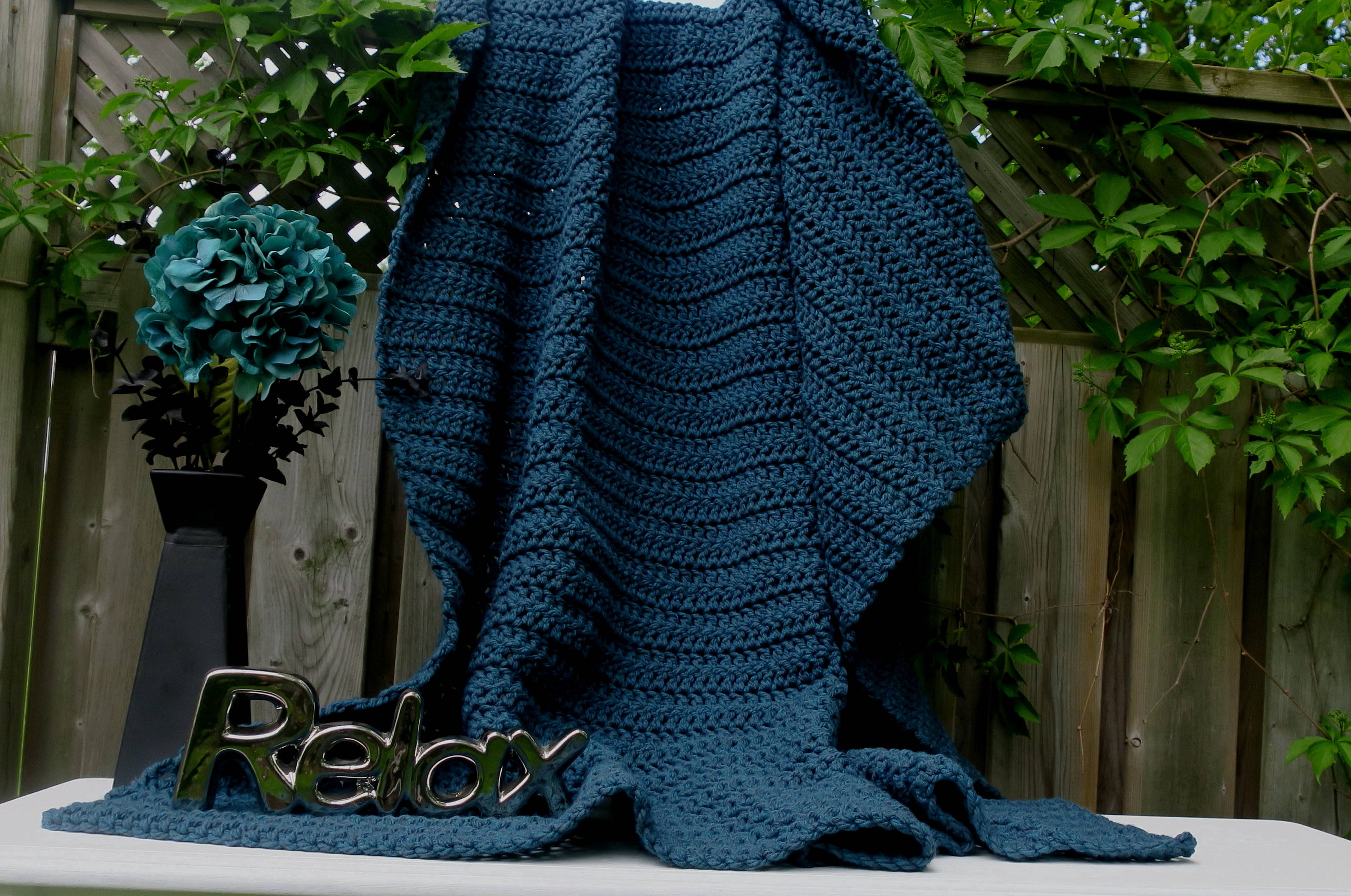 Blanket Throw Teal Handmade Crochet Chunky Yarn Etsy
