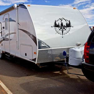 Compass decal for RV camper, Waterproof RV decal, Mountains camping large vinyl sticker