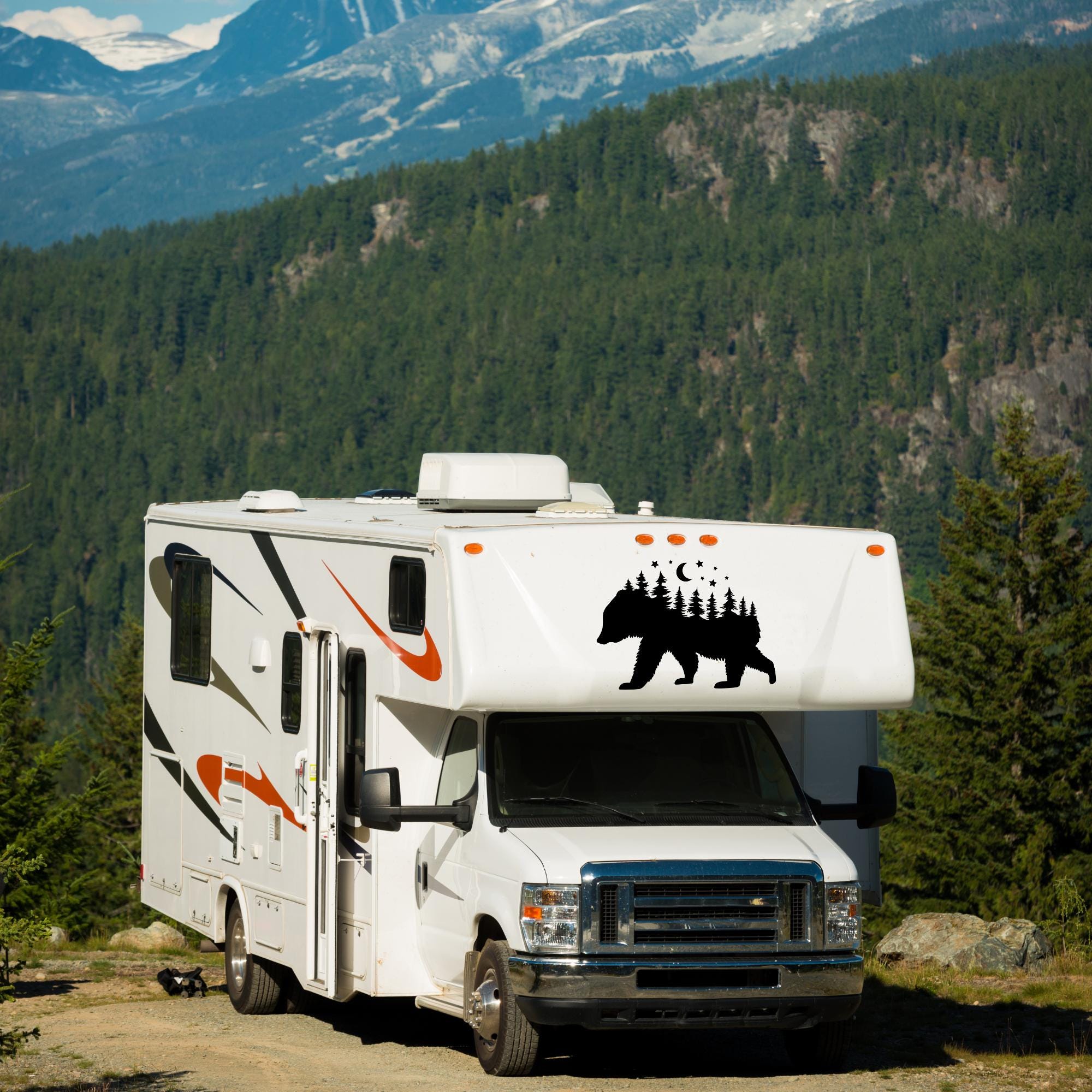 Bear Decal for RV Camper, Waterproof RV Decal, Mountains Camper Large ...