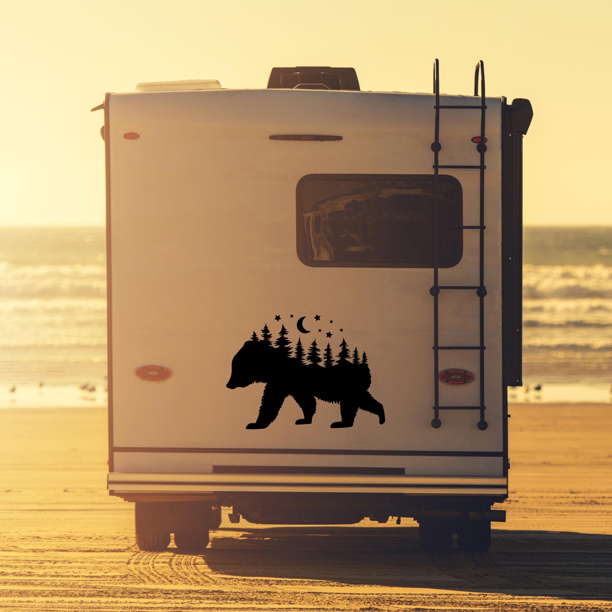 Bear Decal for RV Camper, Waterproof RV Decal, Mountains Camper Large ...