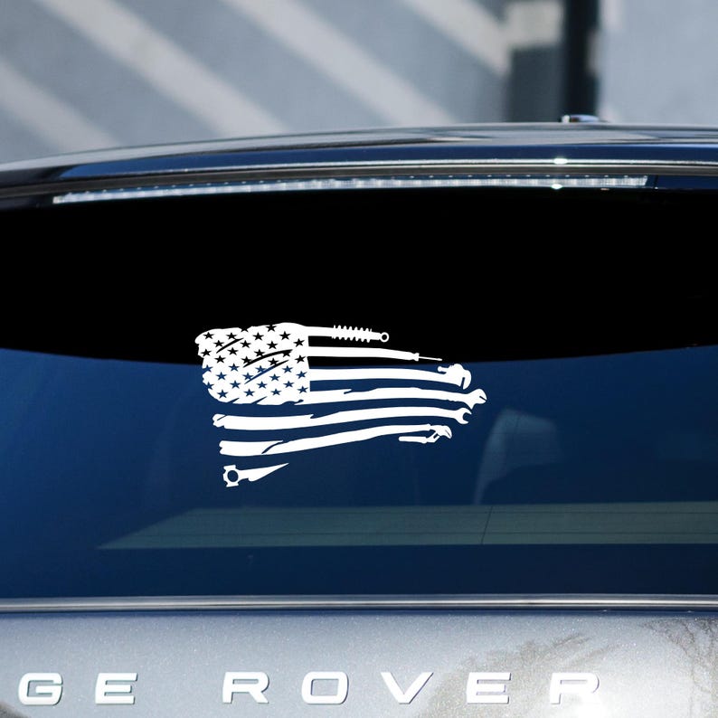 Mechanic American Flag Decal, Wrench Flag Decal, Waterproof Vinyl ...