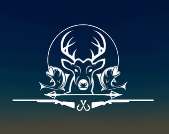 Hunting/Fishing vinyl decal, Deer Hunting vinyl sticker, waterproof vinyl sticker, car decal, laptop sticker, bottle or tumbler vinyl decal