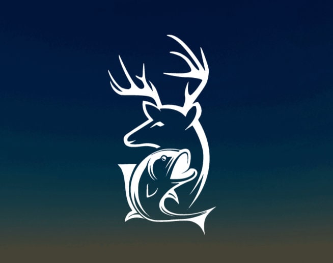 Hunting/fishing vinyl decal, Deer and fish vinyl sticker, waterproof vinyl sticker, car decal, laptop sticker, bottle or tumbler vinyl decal