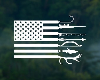 Hunting/fishing vinyl decal, Deer and fish vinyl sticker, waterproof vinyl sticker, car decal, laptop sticker, bottle or tumbler vinyl decal
