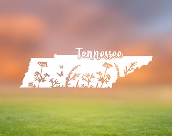 Calcomanía de Tennessee, calcomanía de vinilo del estado de Tennessee, calcomanía impermeable, calcomanía para auto, calcomanía de vinilo para computadora portátil o teléfono, calcomanía para botella de agua o vaso