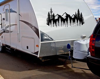 Calcomanía de montaña para autocaravana, calcomanía impermeable para autocaravana, calcomanía grande de vinilo para acampar en la montaña