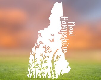 Calcomanía de New Hampshire, calcomanía de vinilo del estado de NH, calcomanía impermeable, calcomanía para auto, calcomanía de vinilo para laptop o teléfono, calcomanía para botella de agua o vaso