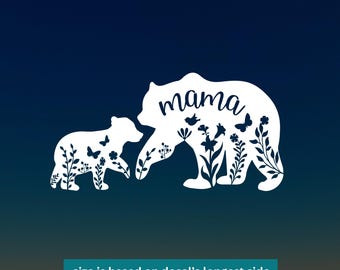 Mama Bear floral decal, Mom decal, waterproof vinyl sticker, Mother&#39;s Day gift car decal, laptop sticker, bottle or tumbler vinyl decal
