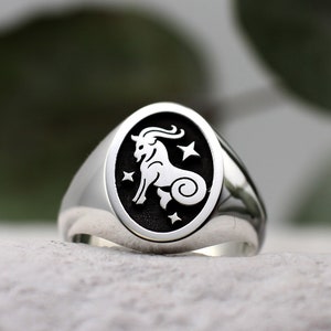 Star Sign Rings Capricorn Zodiac Signet, Sterling Silver Star Sign Ring - Etsy