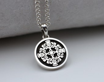 Scottish Thistle Pendant, Celtic Pendant, Thistle Medallion, Scottish Thistle Necklace
