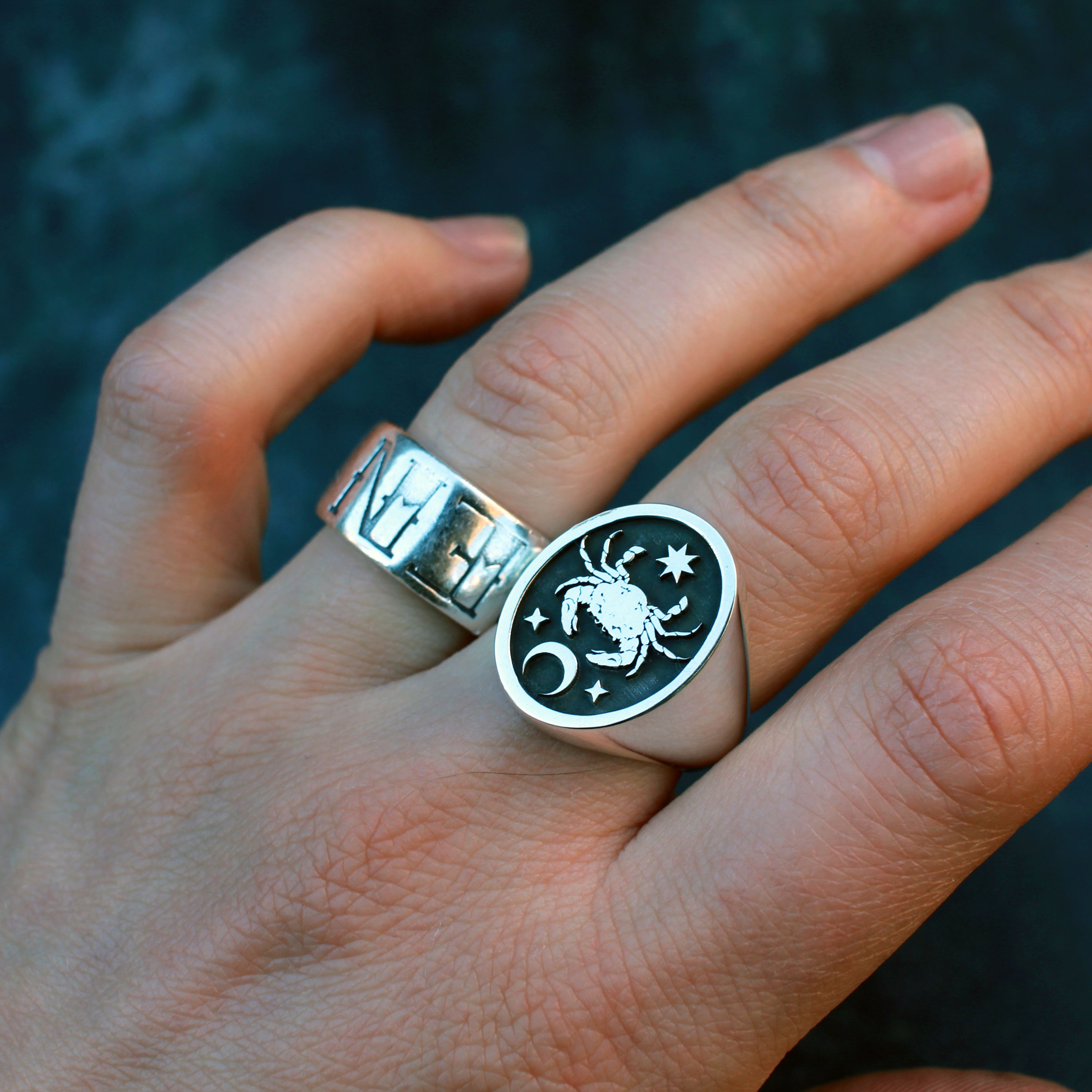 Cancer Astrology Zodiac Crab Ring Etsy