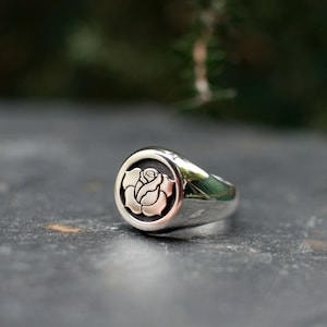 Rose Signet ring, Pinky Signet Ring, Traditional Rose Ring, Petite Rose Ring