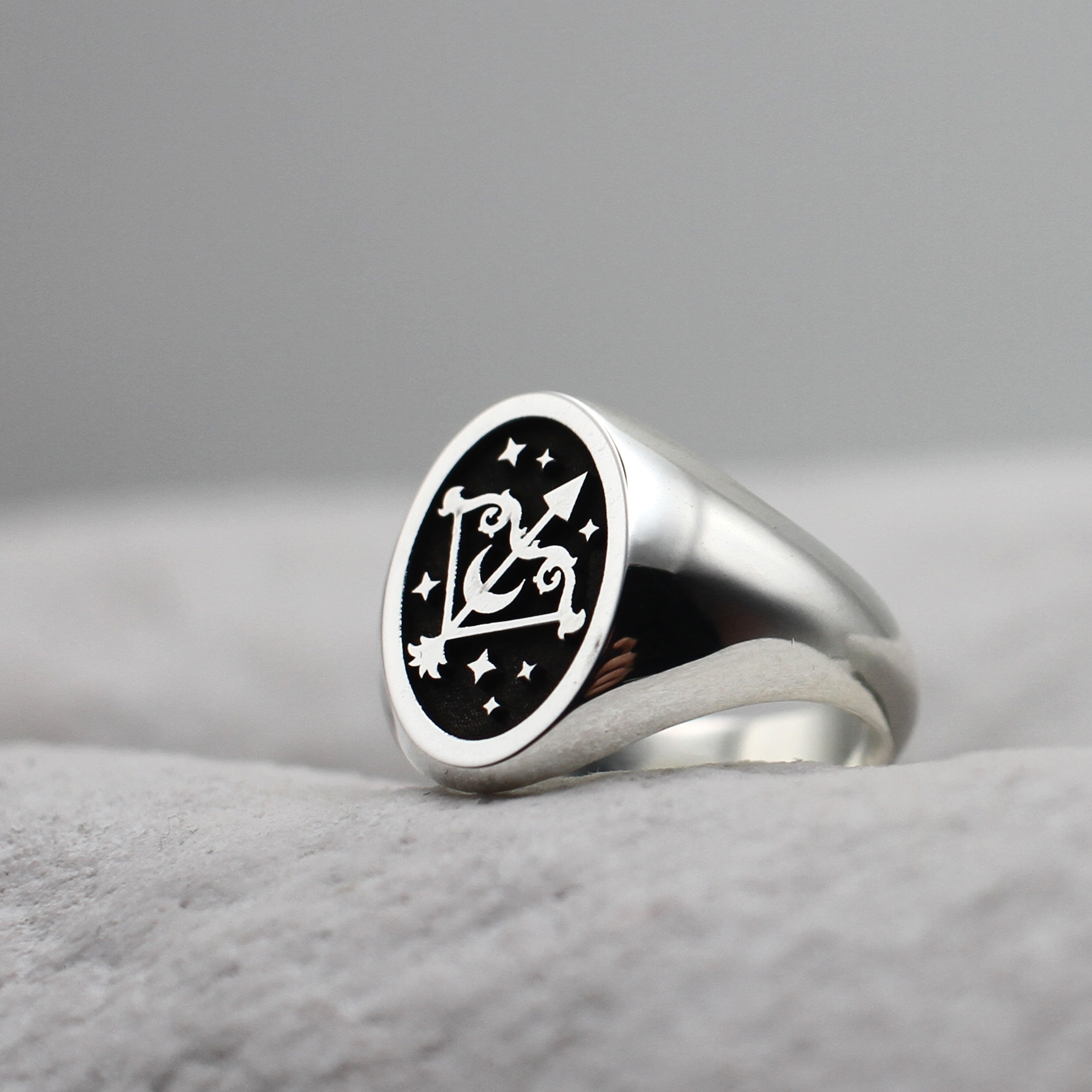 Star Sign Rings Sagittarius Bow and Arrow Signet, Star Sign Ring, Minimalist Zodiac ...