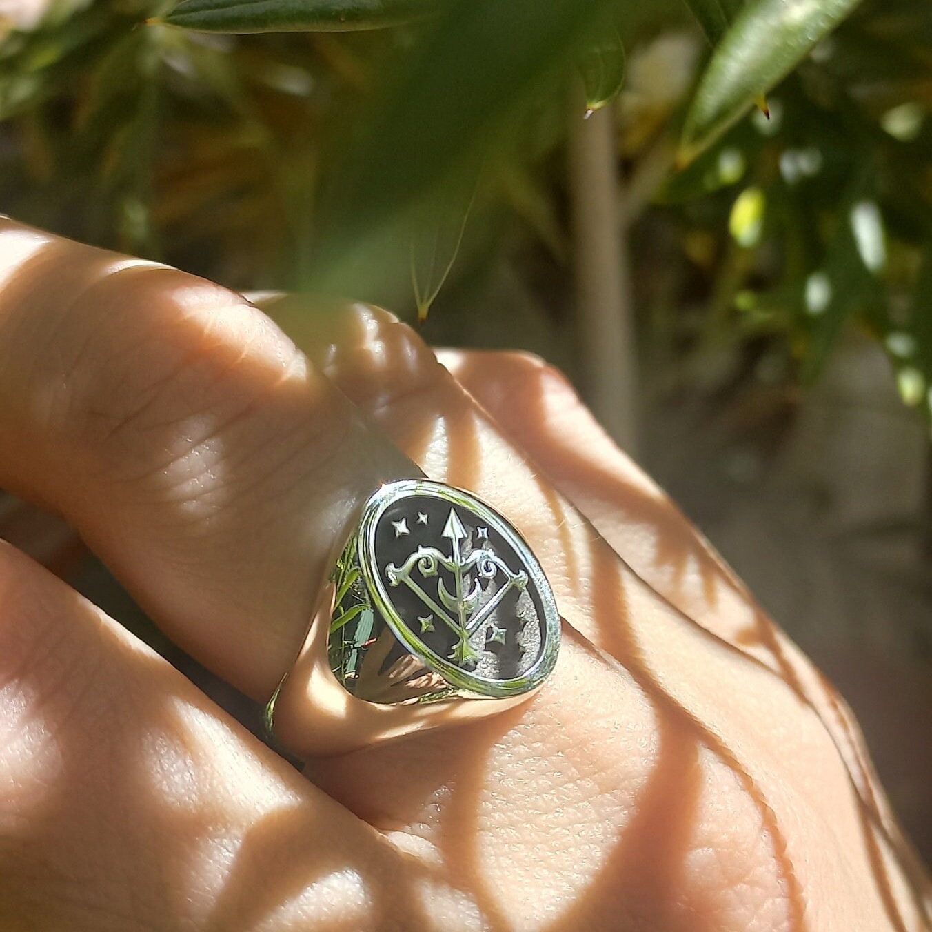 Star Sign Rings Sagittarius Bow and Arrow Signet, Star Sign Ring, Minimalist Zodiac ...