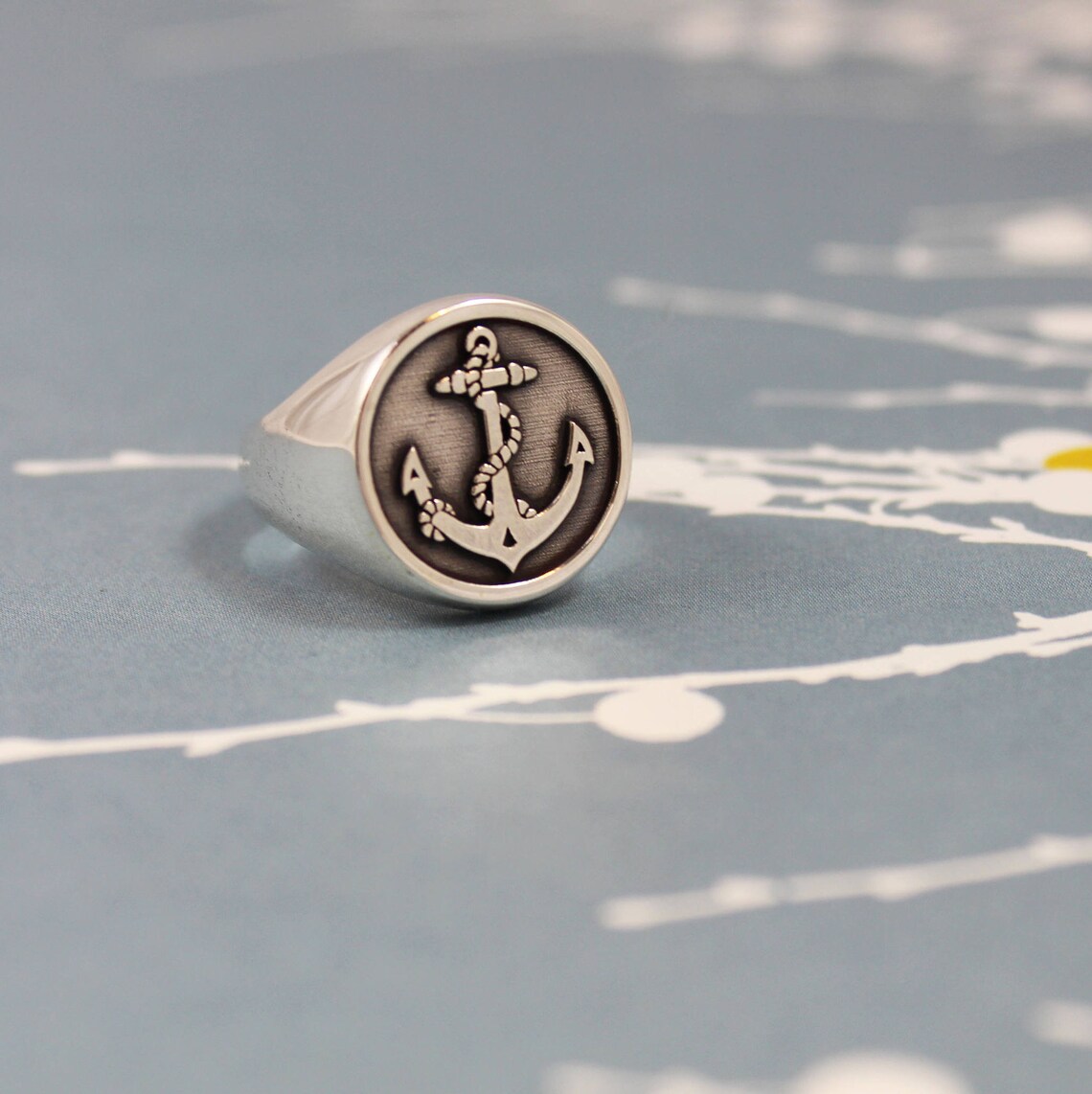 ANCHOR RING / Mens Silver Ring / Anchor Ring / Etsy